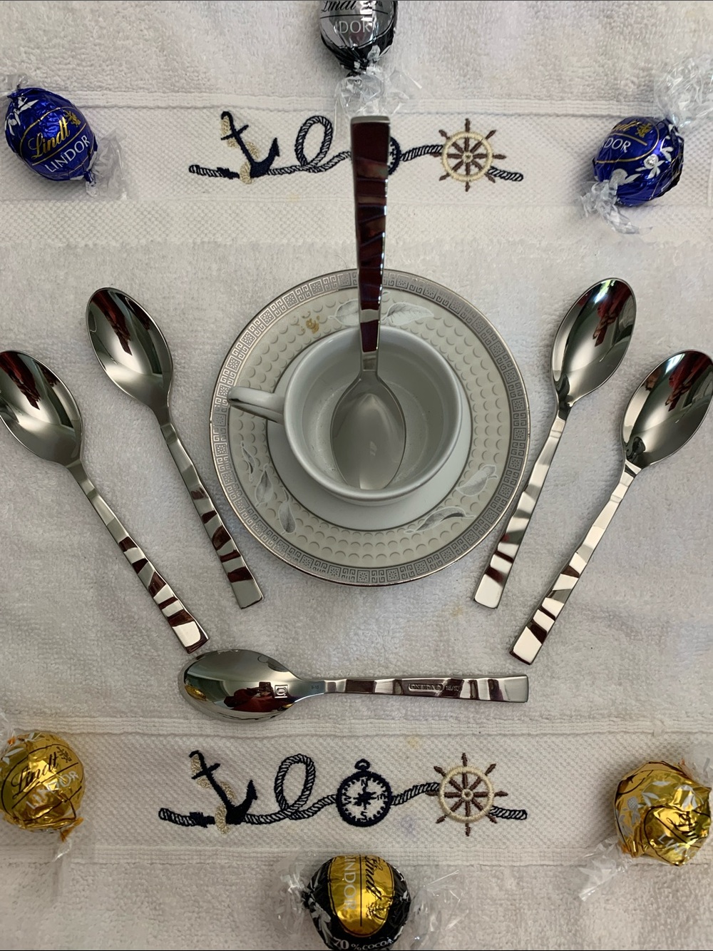 Oneida Verge or Ori Pattern 18/10 SS Set of 6 Demitasse Spoons NWOT